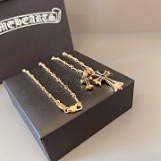 Fortok Chrome Hearts Black Crystal Double Cross Necklace Gold  - 2