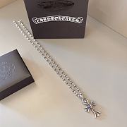 Fortok Chrome Hearts Silver Tone Heart Cross Pendant Necklace - 6