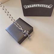 Fortok Chrome Hearts Silver Tone Heart Cross Pendant Necklace - 5