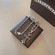 Fortok Chrome Hearts Silver Tone Heart Cross Pendant Necklace - 3