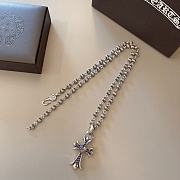 Fortok Chrome Hearts Silver Tone Heart Cross Pendant Necklace - 2
