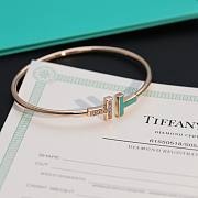 Fortok Tiffany Green T Narrow Wire Bracelet in Rose Gold And Diamond - 1