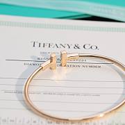 Fortok Tiffany Green T Narrow Wire Bracelet in Rose Gold And Diamond - 5