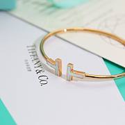 Fortok Tiffany White T Narrow Wire Bracelet in Rose Gold  - 5