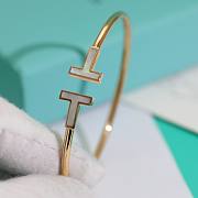 Fortok Tiffany White T Narrow Wire Bracelet in Rose Gold  - 4