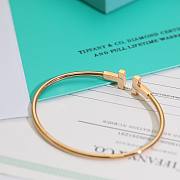 Fortok Tiffany White T Narrow Wire Bracelet in Rose Gold  - 2