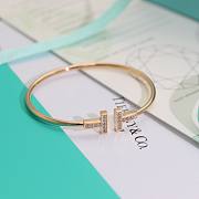 Fortok Tiffany Diamond T Narrow Wire Bracelet in Rose Gold - 1