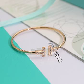Fortok Tiffany Diamond T Narrow Wire Bracelet in Rose Gold