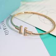 Fortok Tiffany Diamond T Narrow Wire Bracelet in Rose Gold - 6
