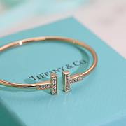 Fortok Tiffany Diamond T Narrow Wire Bracelet in Rose Gold - 3