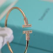 Fortok Tiffany Diamond T Narrow Wire Bracelet in Rose Gold - 4