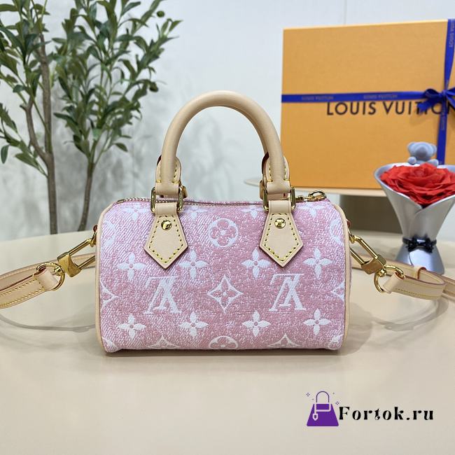 Fortok Louis Vuitton Speedy Denim Pink 16*10*7.5cm - 1