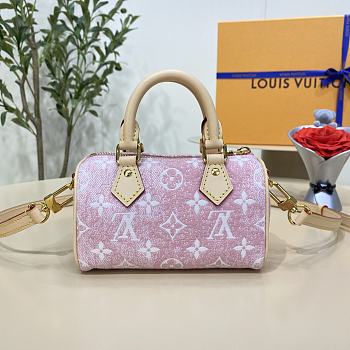 Fortok Louis Vuitton Speedy Denim Pink 16*10*7.5cm