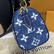 Fortok Louis Vuitton Speedy Denim Blue 16*10*7.5cm - 4