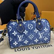 Fortok Louis Vuitton Speedy Denim Blue 16*10*7.5cm - 3