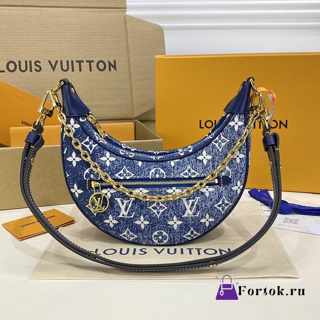 Fortok Louis Vuitton Loop Bag in Monogram Denim 23*13*6cm - 1
