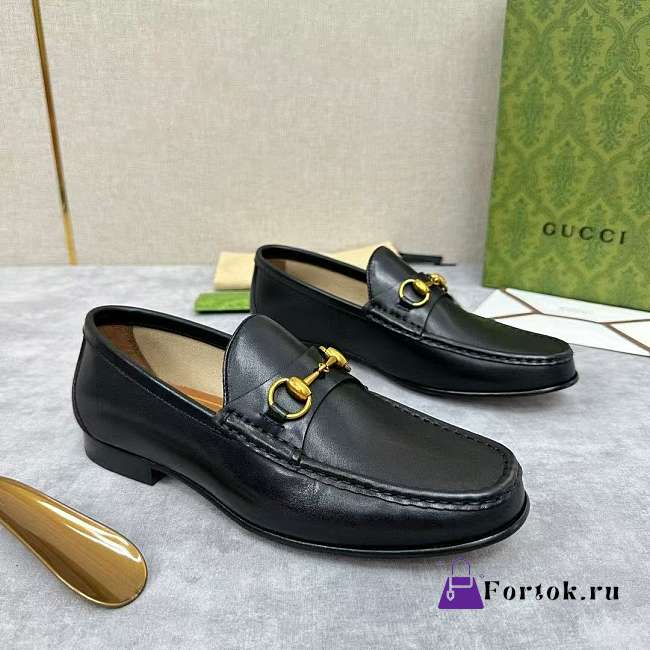 Fortok Gucci Horsebit 1953 Leather Loafers Black - 1