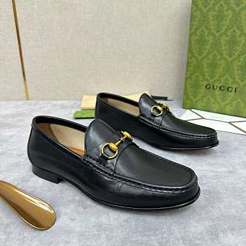 Fortok Gucci Horsebit 1953 Leather Loafers Black