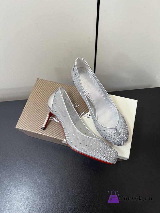 Fortok Christian Louboutin CL x MM6 Maison Margiela 25 Bridiela Una Strass White 6.5cm - 1