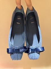 Fortok Christian Louboutin 25ss Mamaflirt 30 Bow-embellished Leather Slingback Pumps Blue - 6
