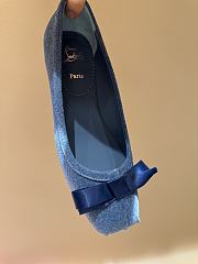 Fortok Christian Louboutin 25ss Mamaflirt 30 Bow-embellished Leather Slingback Pumps Blue - 5