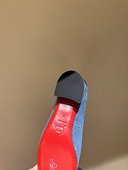 Fortok Christian Louboutin 25ss Mamaflirt 30 Bow-embellished Leather Slingback Pumps Blue - 4