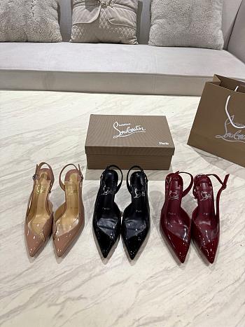 Fortok Christian Louboutin Slingback Heels Red/Black/Beige 8.5cm/10.0cm