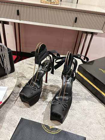 Fortok Christian Louboutin Cassia Lace Up Alta Black 15cm
