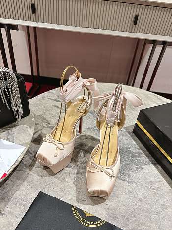 Fortok Christian Louboutin Cassia Lace Up Alta White 15cm