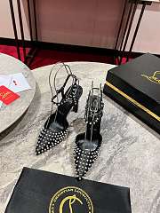 Fortok Christian Louboutin Black Spiked Bracelet Black Heels 10cm - 1
