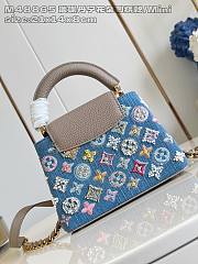 Fortok Louis Vuitton Capucines Denim Detailed With Brown Handle 13.6 x 8 x 21cm - 5