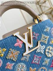 Fortok Louis Vuitton Capucines Denim Detailed With Brown Handle 13.6 x 8 x 21cm - 6