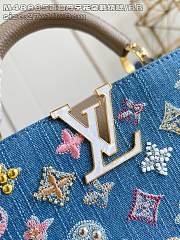 Fortok Louis Vuitton Capucines Denim Detailed With Brown Handle 17.3 x 9 x 27 cm - 3