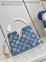 Fortok Louis Vuitton Capucines Denim Detailed With White Handle 13.6 x 8 x 21cm - 1