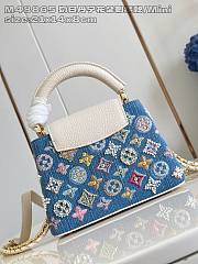 Fortok Louis Vuitton Capucines Denim Detailed With White Handle 13.6 x 8 x 21cm - 6