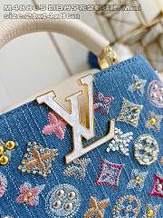 Fortok Louis Vuitton Capucines Denim Detailed With White Handle 13.6 x 8 x 21cm - 4