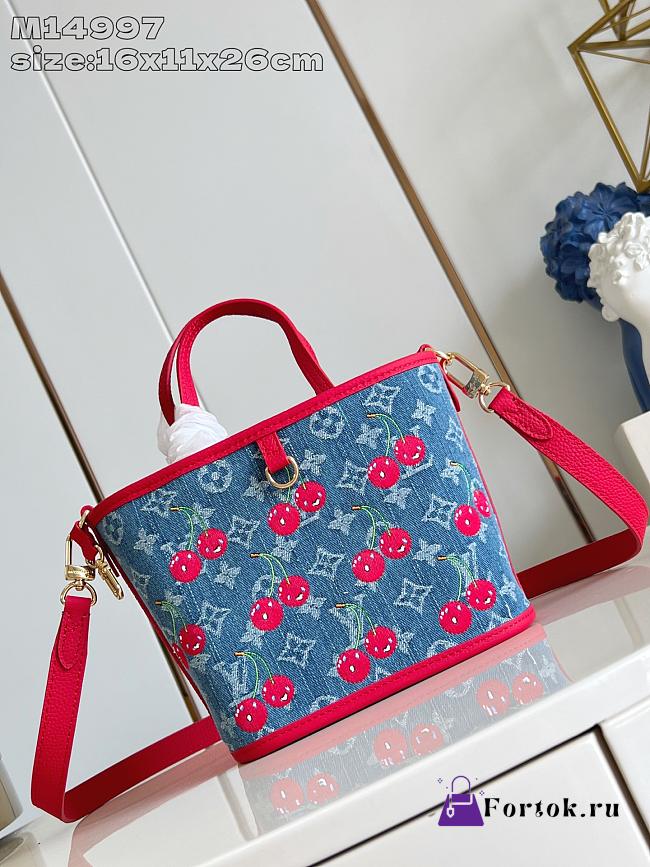 Fortok Louis Vuitton LV x TM Cherry Neverfull Inside Out BB Denim 16.5 x 11 x 26.5CM - 1