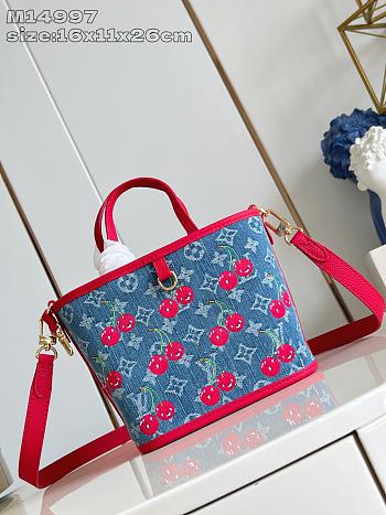 Fortok Louis Vuitton LV x TM Cherry Neverfull Inside Out BB Denim 16.5 x 11 x 26.5CM