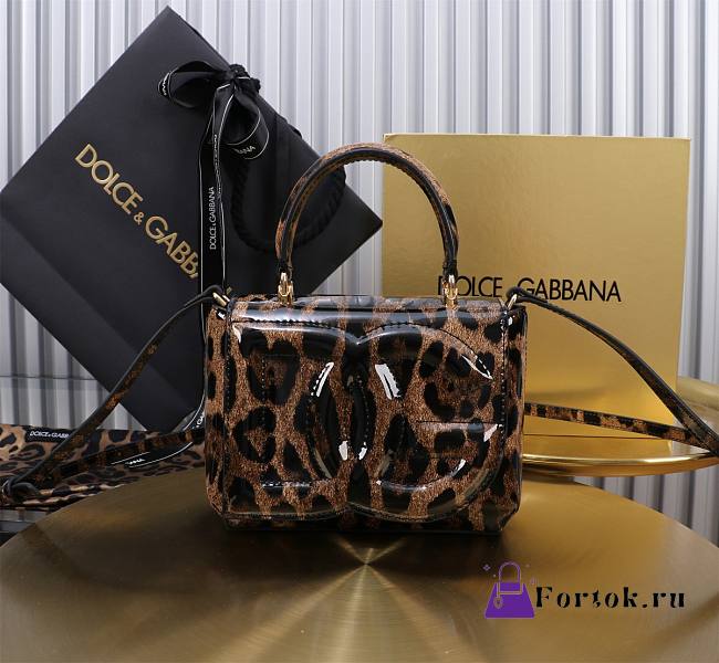 Fortok Dolce & Gabbana DG Girls Top Handle Leopard Print Bag 13.5*17.5*6.5cm - 1