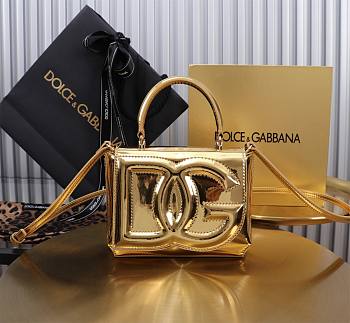 Fortok Dolce & Gabbana DG Girls Top Handle Shinning Gold Bag 13.5*17.5*6.5cm 