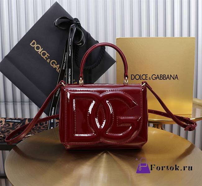 Fortok Dolce & Gabbana DG Girls Top Handle Shining Rouge Bag 13.5*17.5*6.5cm  - 1