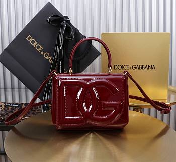 Fortok Dolce & Gabbana DG Girls Top Handle Shining Rouge Bag 13.5*17.5*6.5cm 