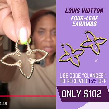 Fortok Louis Vuitton Four-leaf Clover Hollow Twist Earrings