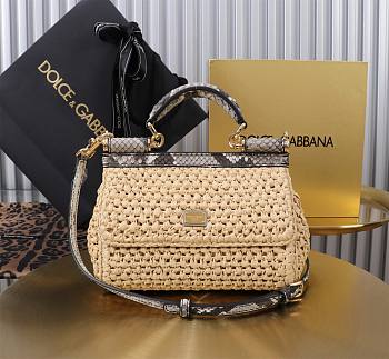 Fortok Dolce & Gabbana DG Sicily Raffia And Python Pattern Bag 18x11x6cm