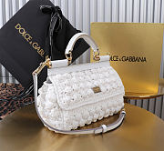 Fortok Dolce & Gabbana Small Sicily Raffia Crochet Bag White 18x11x6cm - 3