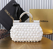 Fortok Dolce & Gabbana Small Sicily Raffia Crochet Bag White 18x11x6cm - 2