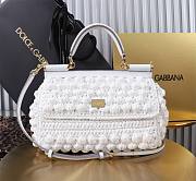 Fortok Dolce & Gabbana Small Sicily Raffia Crochet Bag White 25x17x9cm - 1