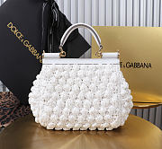 Fortok Dolce & Gabbana Small Sicily Raffia Crochet Bag White 20x16x8cm - 4