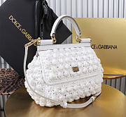 Fortok Dolce & Gabbana Small Sicily Raffia Crochet Bag White 20x16x8cm - 2