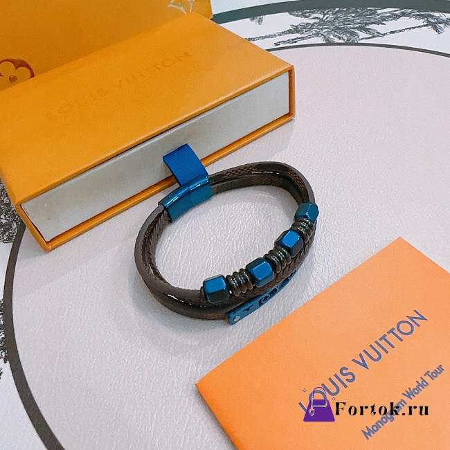 Fortok Louis Vuitton S-Lock Double Tour Bracelet Blue - 1